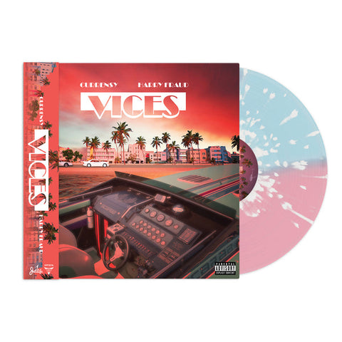 Curren$y & Harry Fraud - Vices (Limited Edition Pink/Blue Split w/ White Splatter Vinyl LP w/ Numbered OBI Strip x/500)