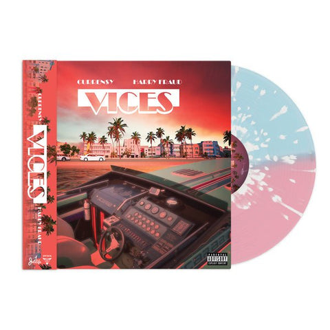 Curren$y & Harry Fraud - Vices (Limited Edition Pink/Blue Split w/ White Splatter Vinyl LP w/ Numbered OBI Strip x/500) - Rare Limiteds
