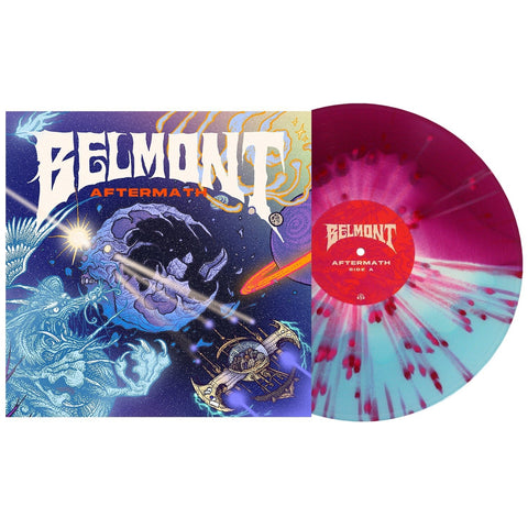 Belmont - Aftermath (Limited Edition Bone in Half Electric Blue / Half Deep Purple w/ Red & Hot Pink Splatter Vinyl LP x/200) - Rare Limiteds