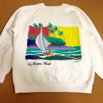 "Key Biscane, Florida" Vintage White Sweatshirt - Rare Limiteds